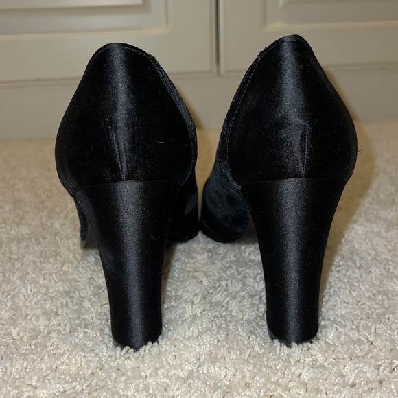 Bottega Veneta square toe satin and velvet high heel shoes. 91/2 made in Italy - Picture 4 of 14